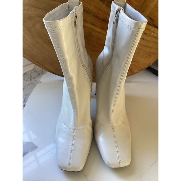 Zara Womens Euro Off White Mid Height 4” Boot Sz 38 (7.5) Zip Closure - Picture 4 of 14